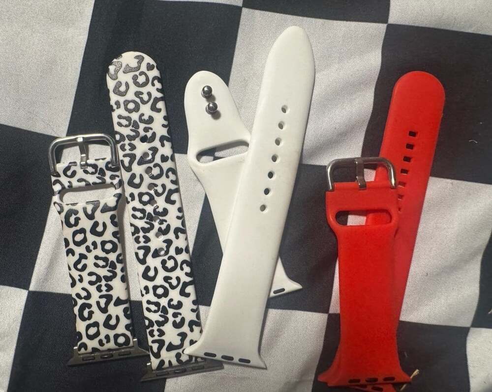 3-Pack Apple Watch Bands | Red, White & White Leopard Black Spots | 44/45/46/49m
